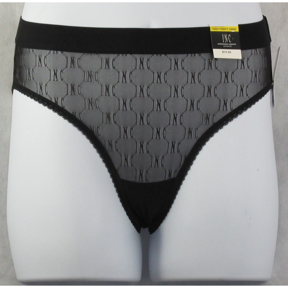 INC International Concepts Women's Underwear, Black, Cotton Sheer, XL